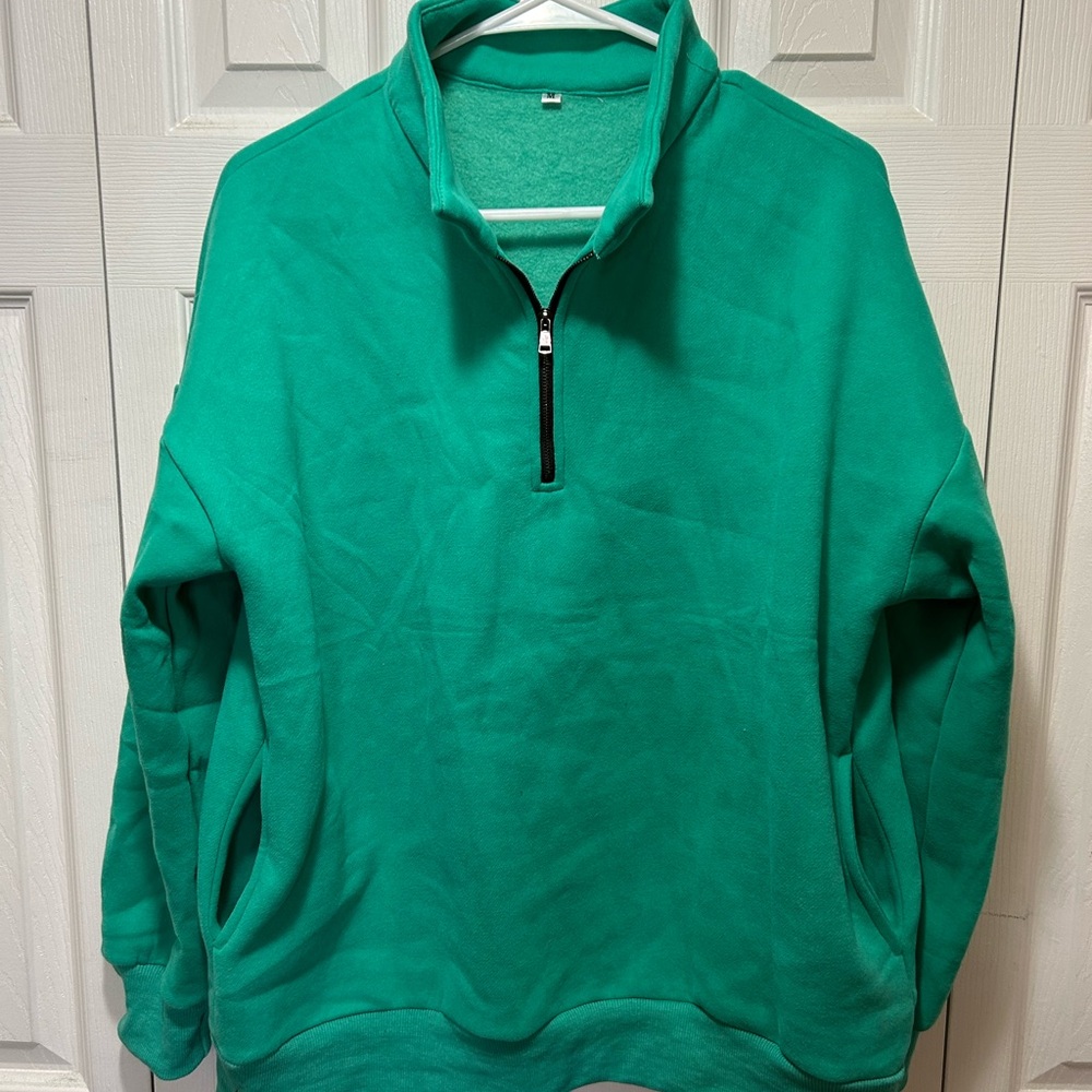 Womans Green Half-Zip Sweater